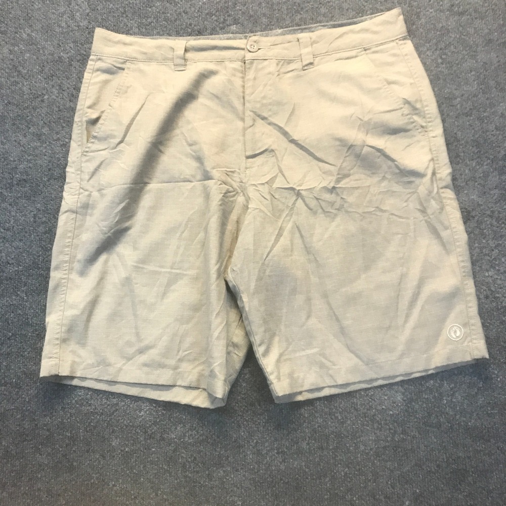 Hang Ten Flat Front Shorts Mens 36 Khaki Textured Stretch A1038017PS